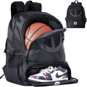 Basket ball bag with shoe compartment